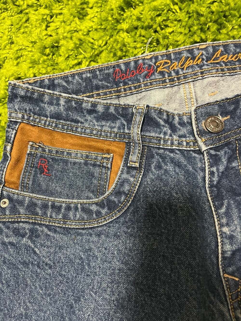 RRL Ralph Lauren Vintage Style Denim Jeans with Suede Pocket Detail - Picture 4 of 9